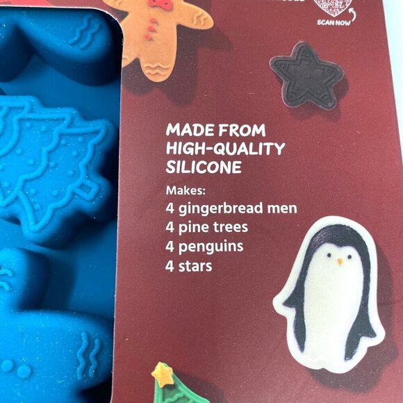 So Yummy Bella 2pc Chocolate Mold Set Gingerbread Man Pine Trees Penguin Stars - Picture 3 of 7